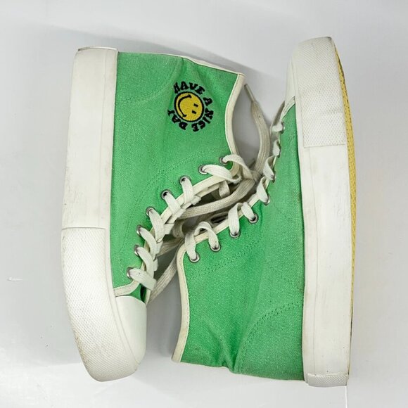 Sz 8.5- American Eagle x The Smiley Company Canvas High Top Platform Sneakers - Picture 7 of 15